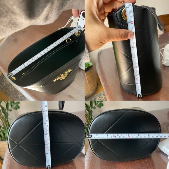 PRADA LOGO PLAQUE BUCKET BAG IN BLACK 1BE048 - Picture 16 of 16